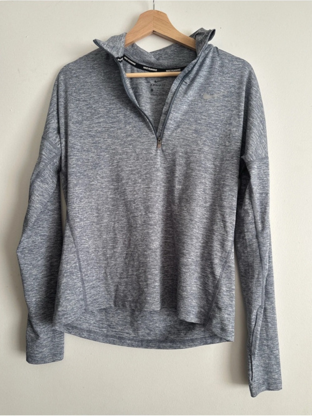 Nike Running Dri Fit 1/3 Zip Pullover Jacket with thumb holes
